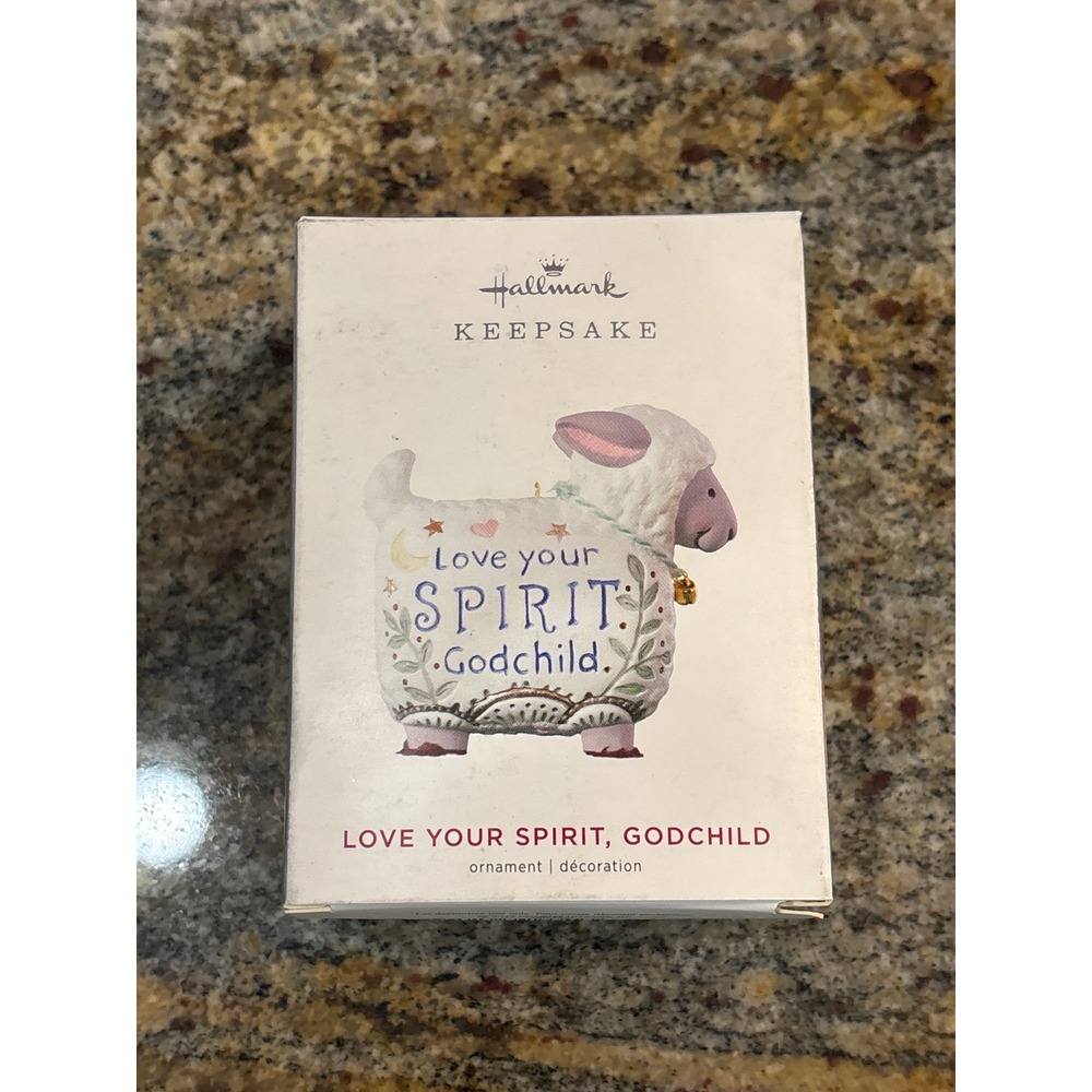 Hallmark Keepsake 2019 Love Your Spirit Godchild Sheep Christmas Ornament White